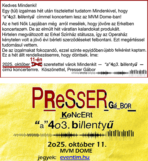&ldquo;a&rdquo;&nbsp;4o3.&nbsp;billenty�  Koncert az&nbsp;MVM Dome-ban 2025.&nbsp;okt�ber&nbsp;11‑�n